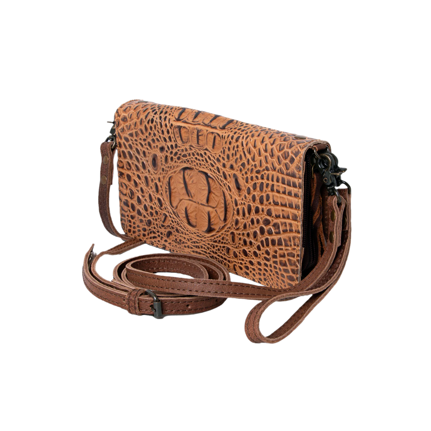 American Darling® Organiser Full Croc Brown Leather Bag ADBG485AU