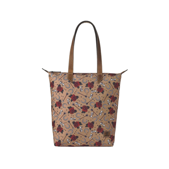 Ariat® Ladies Horseshoe & Roses Graphic Tan Handbag Tote A770005008