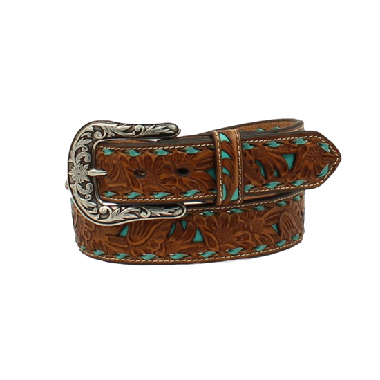 Load image into Gallery viewer, Nocona Ladies Turquoise Inlay Leather Belt N3410433
