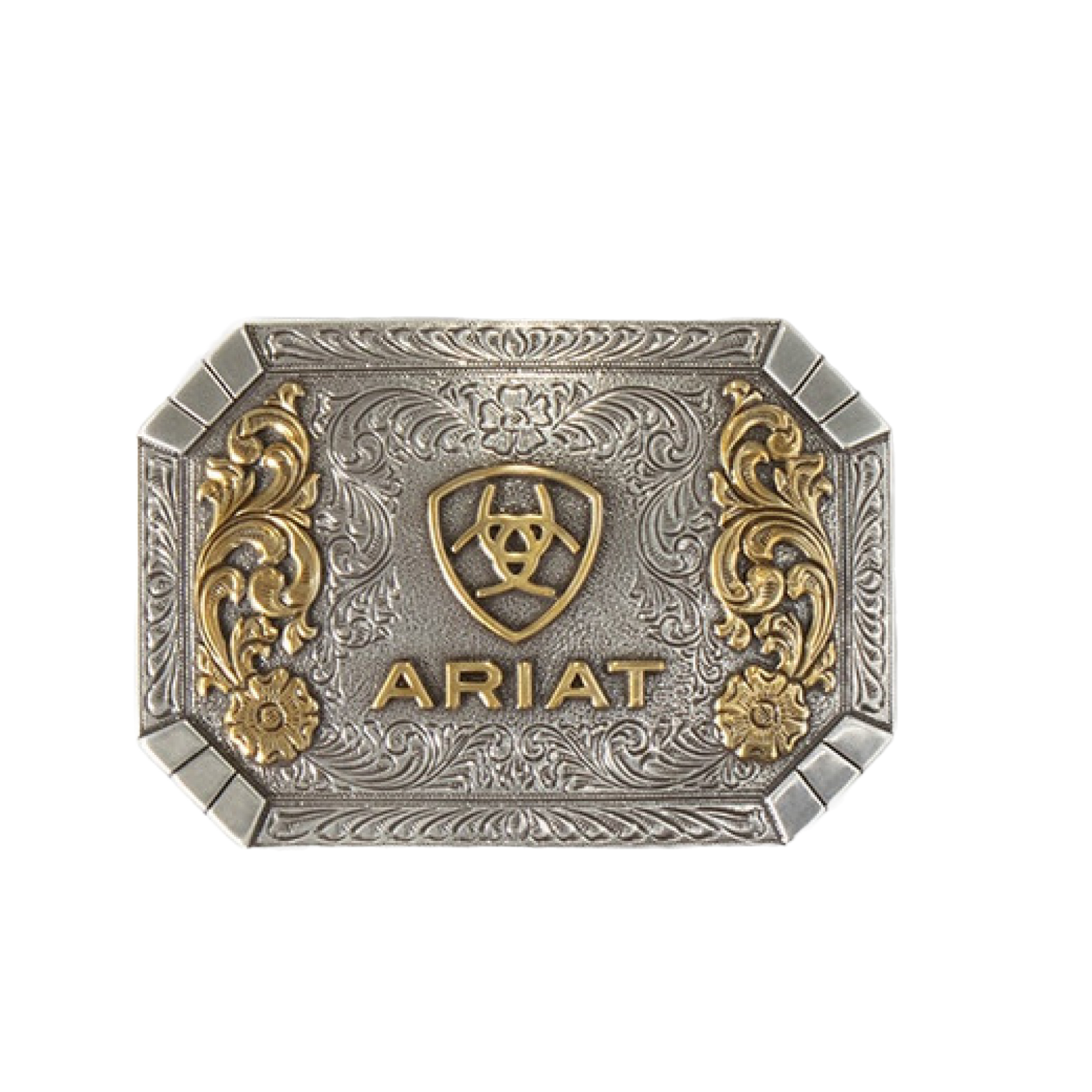 Ariat® Floral Engraved Rectangle Silver Belt Buckle A37022