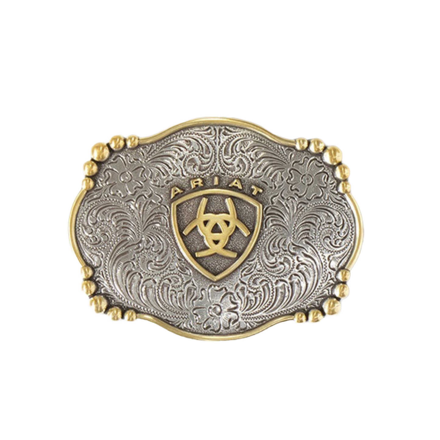 Ariat® Floral Engraved Silver & Gold Belt Buckle A37019