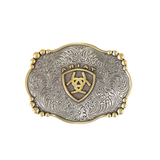Ariat® Floral Engraved Silver & Gold Belt Buckle A37019
