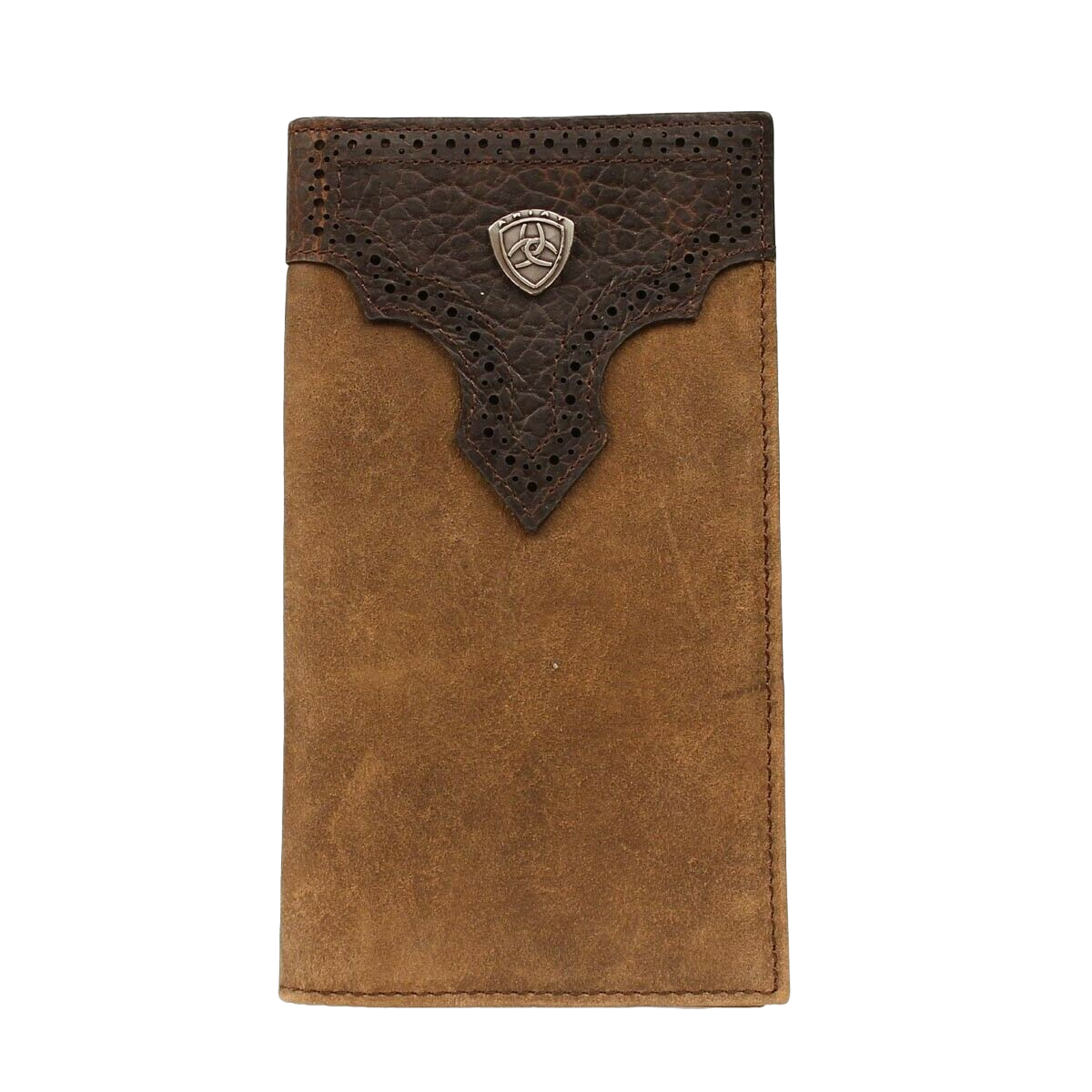 Ariat Men's Distressed Perforated Brown Rodeo Style Wallet A3511244