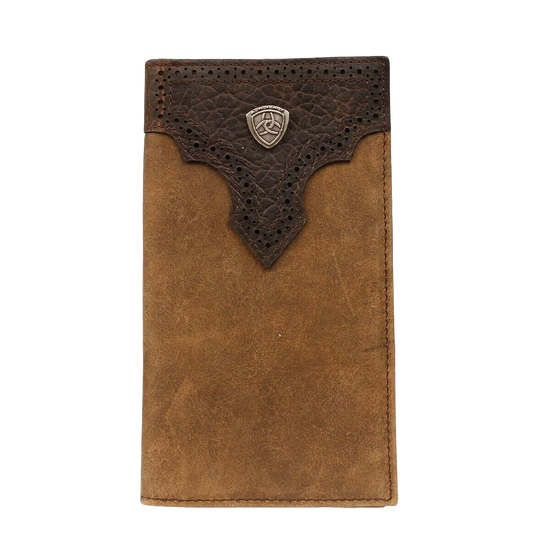 Ariat Men's Distressed Perforated Brown Rodeo Style Wallet A3511244