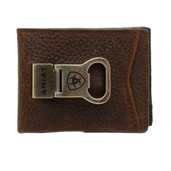 Ariat® Men's Rowdy Brown Bi-Fold Wallet With Money Clip A35119282