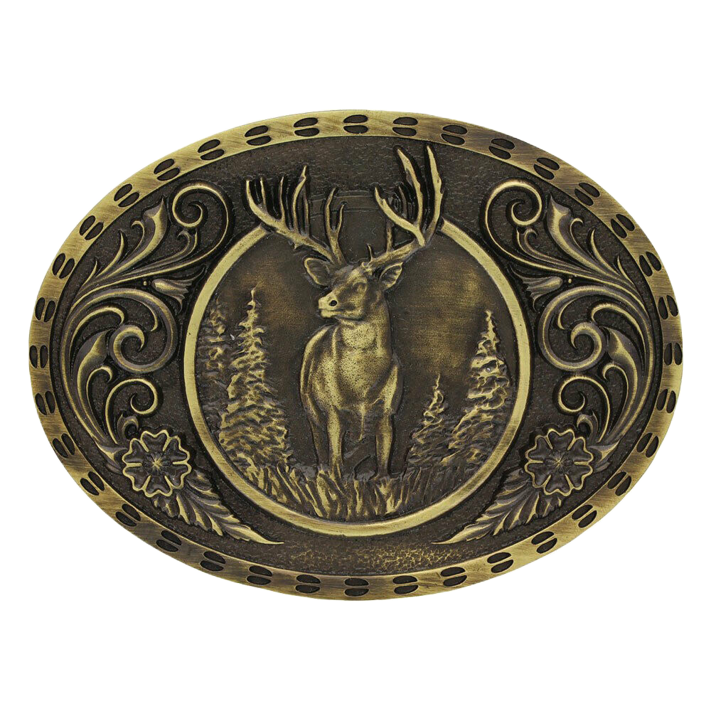 Load image into Gallery viewer, Montana Silversmiths Heritage Outdoor Stag Attitude Buckle A507C
