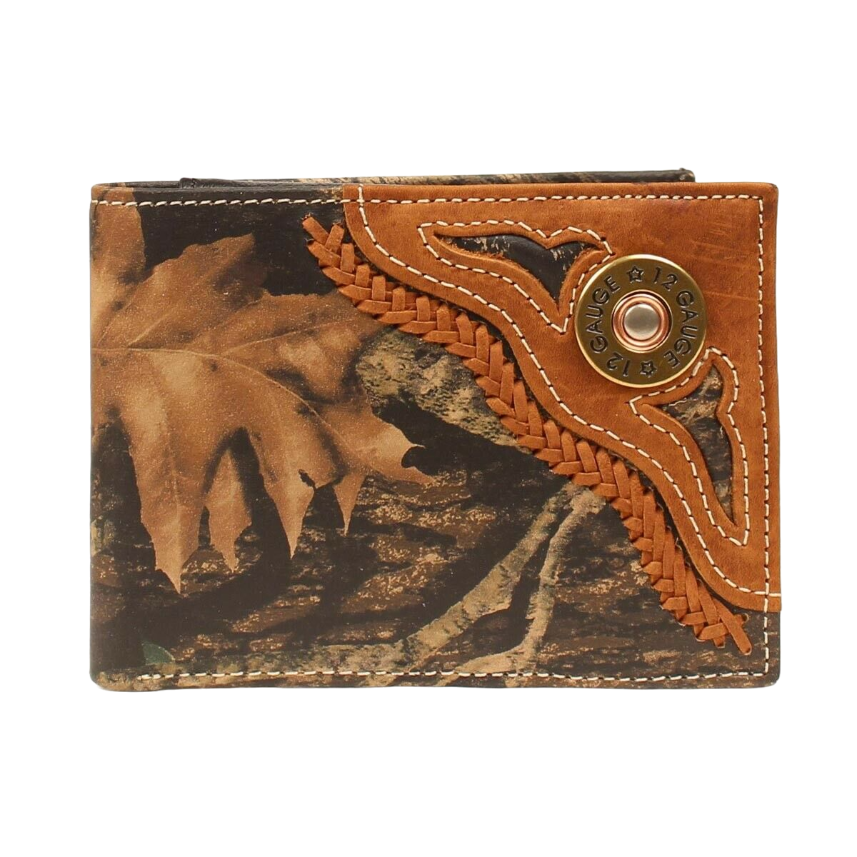 Nocona Men's Tan & Camo Shotgun Shell Leather Bi-fold Wallet N54442222