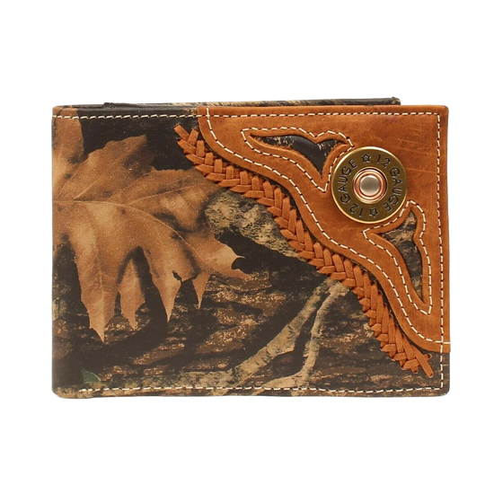 Nocona Men's Tan & Camo Shotgun Shell Leather Bi-fold Wallet N54442222