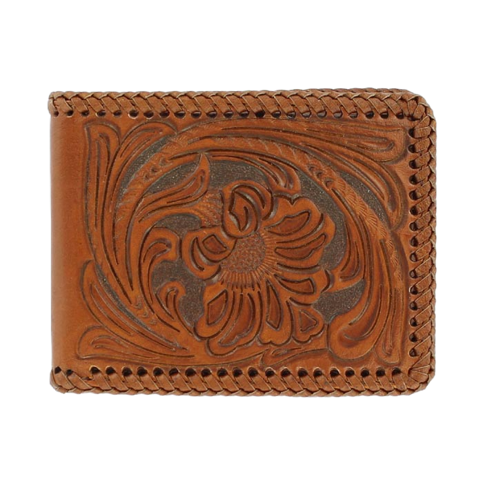 Nocona Men's Western Laced Brown Leather Bi-Fold Wallet N5421008