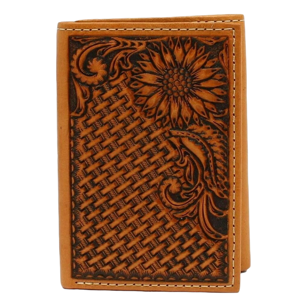 Load image into Gallery viewer, Nocona Men&amp;#39;s Sunflower Trifold Western Leather Wallet N500011008
