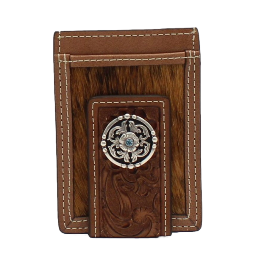 Nocona Men's Money Clip Bifold Calf Hair Brown Wallet N500018002