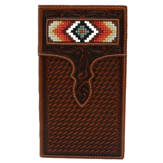 Nocona Men's Rodeo Beaded Basket Weave Bi-Fold Wallet N500020008