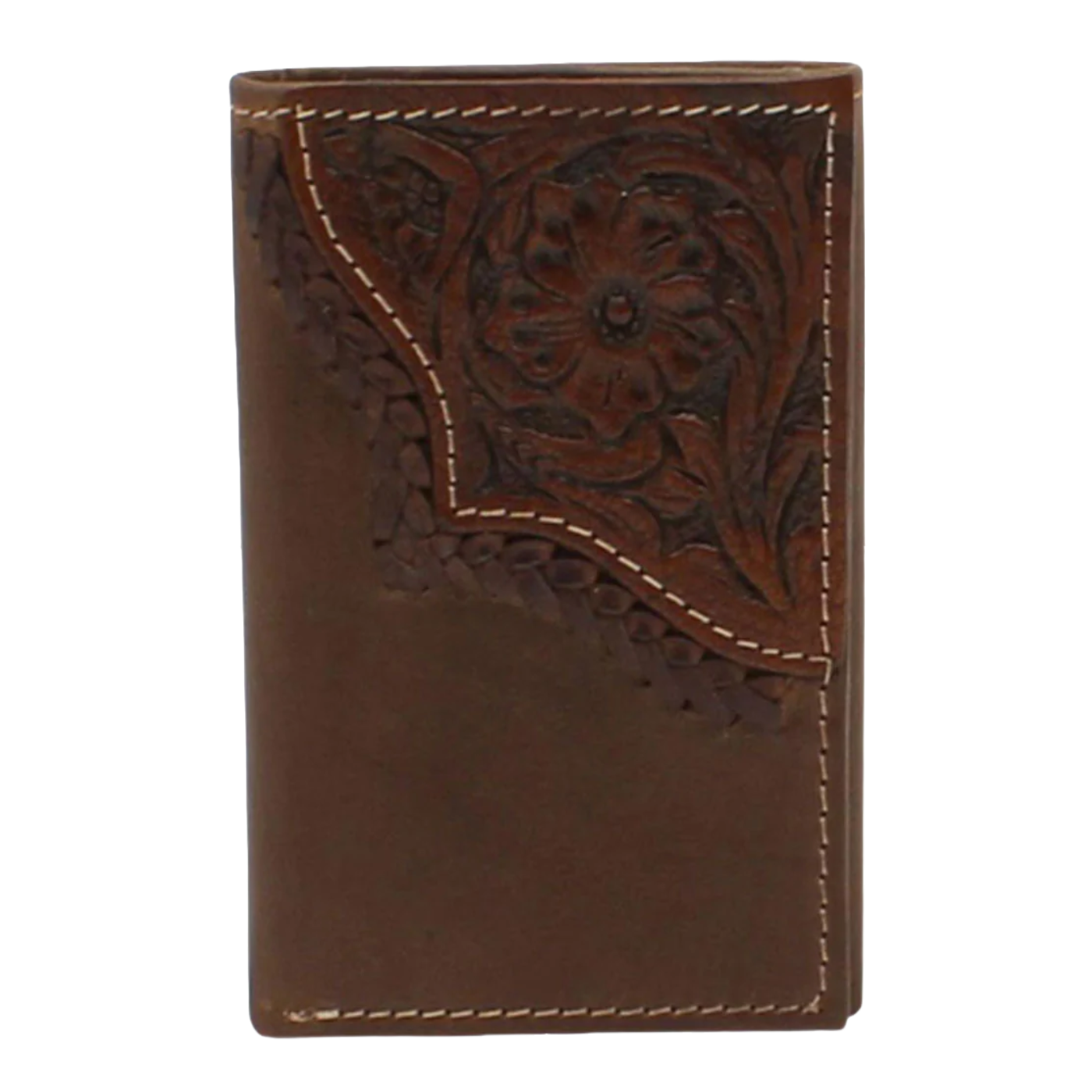 Nocona® Men's Floral Tooled Trifold Brown Leather Wallet N500037002