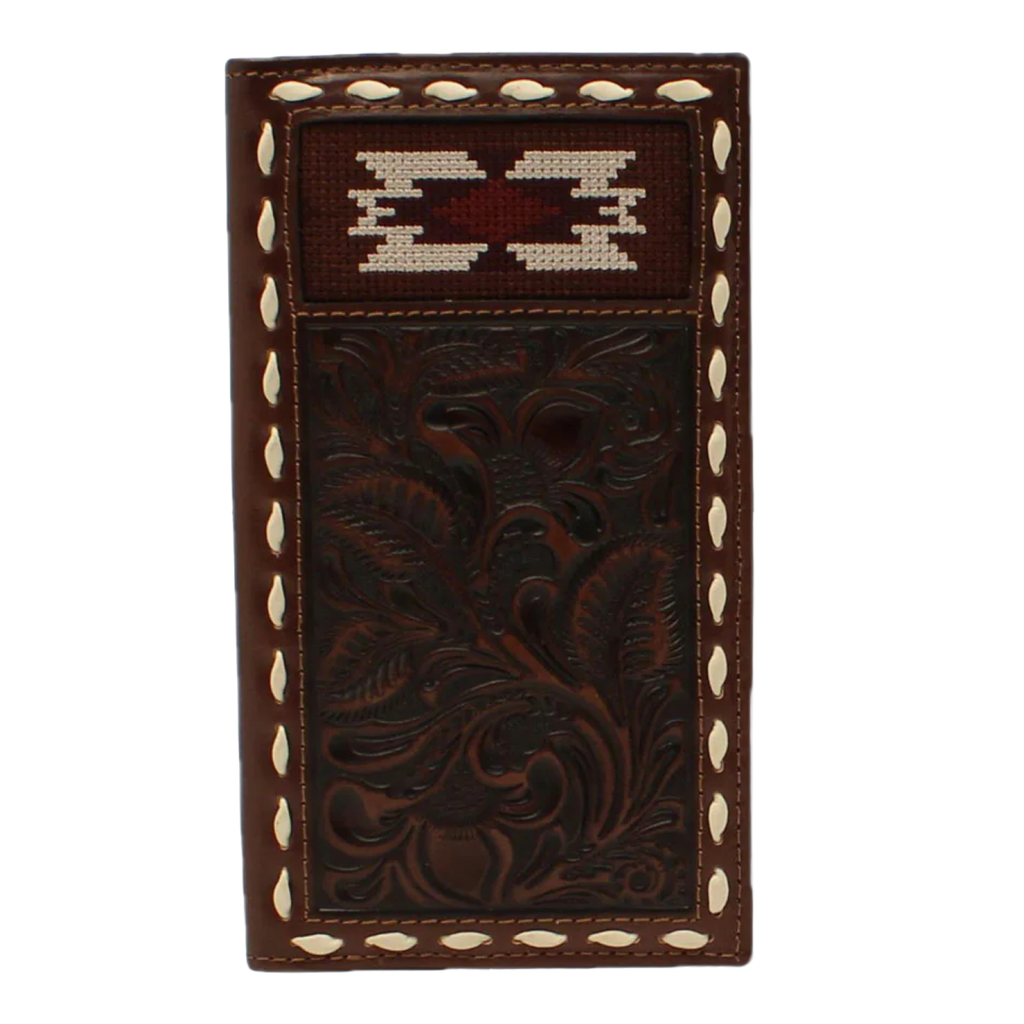 Nocona® Men's Southwestern Buck Lacing Brown Rodeo Wallet N500038002