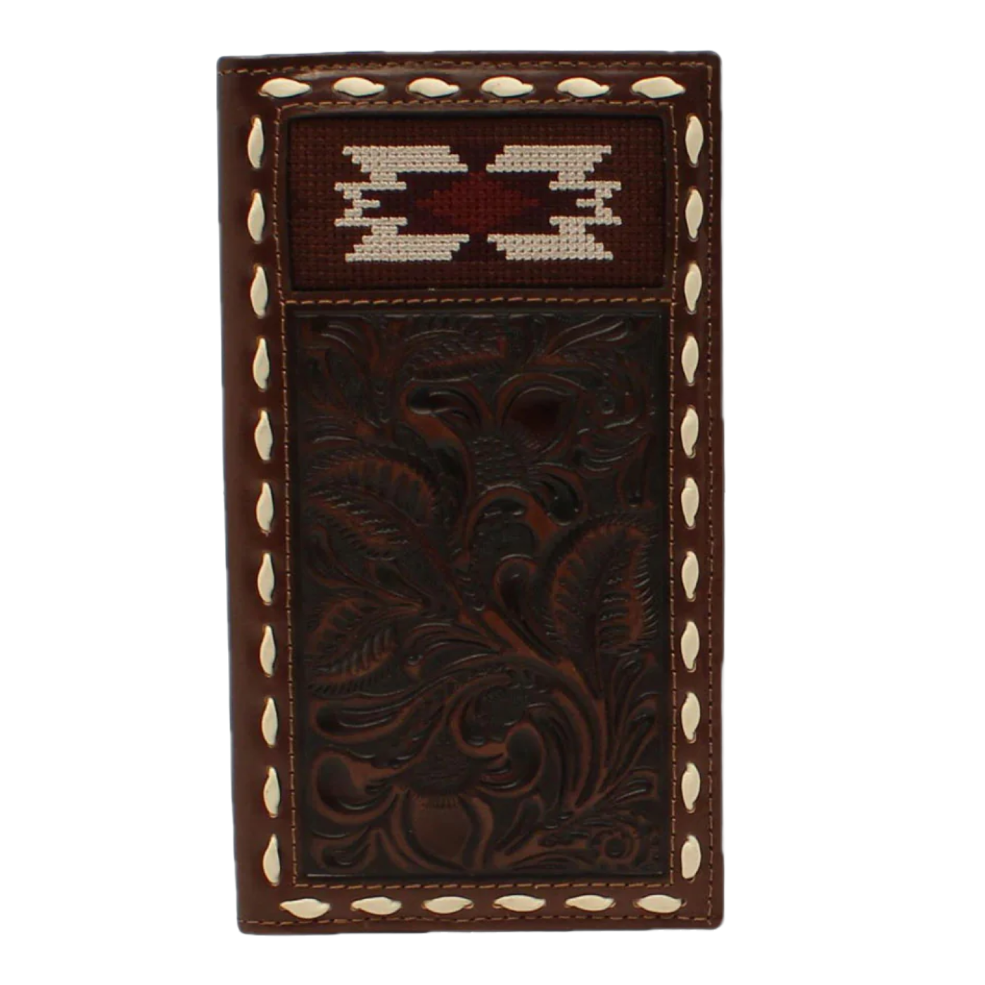 Nocona® Men's Southwestern Buck Lacing Brown Rodeo Wallet N500038002