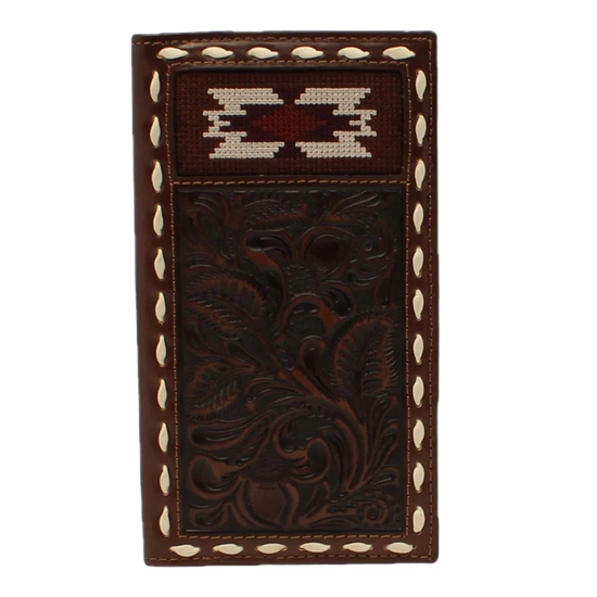 Nocona® Men's Southwestern Buck Lacing Brown Rodeo Wallet N500038002