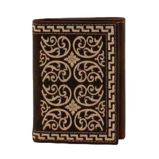 Nocona® Men's Embroidered Trifold Brown Wallet N500026002