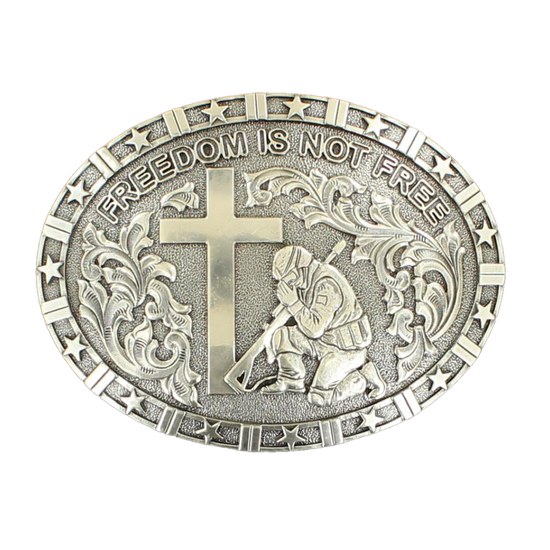 Nocona Soldier Praying at Cross Freedom Is Not Free Belt Buckle 37985