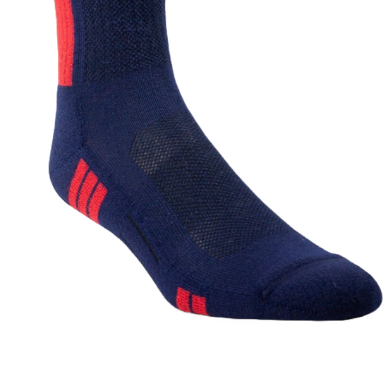 Ariat® Men's VentTEK Mid Calf Performance Navy & Red Socks AR2351-400
