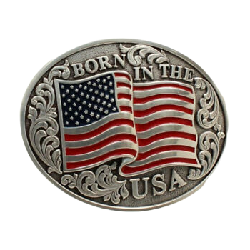 Nocona® Men's  Smooth Edge Flag Born In The USA Belt Buckle 37594