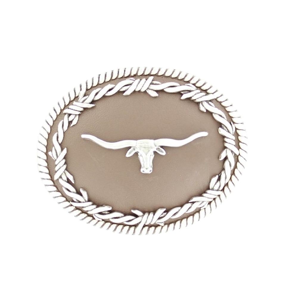 Nocona Men's  Rope Edge Barbed Wire Longhorn Belt Buckle 3702613