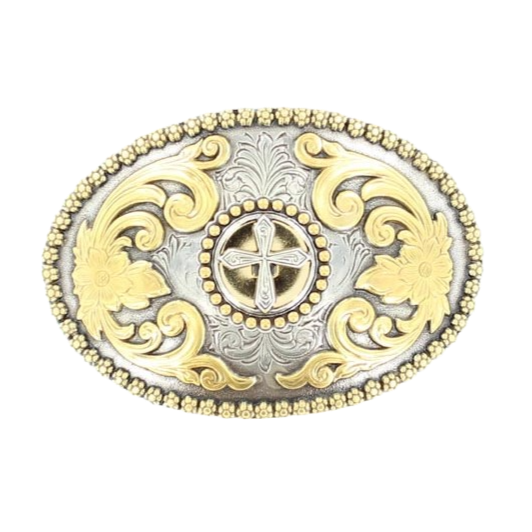 Nocona Men's Western Large  Silver & Gold Cross Buckle 3756645