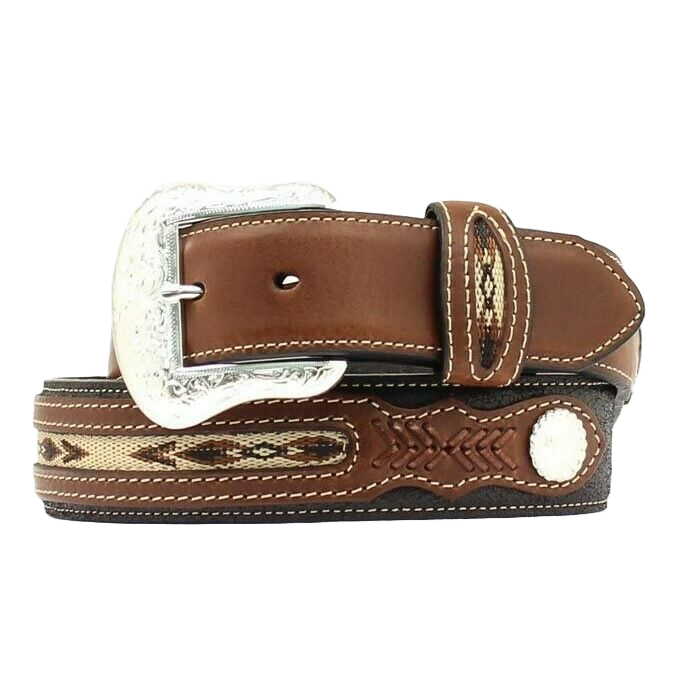Load image into Gallery viewer, Nocona Men&amp;#39;s Top Hand Brown &amp;amp; Black with Overlay Belt N2475701

