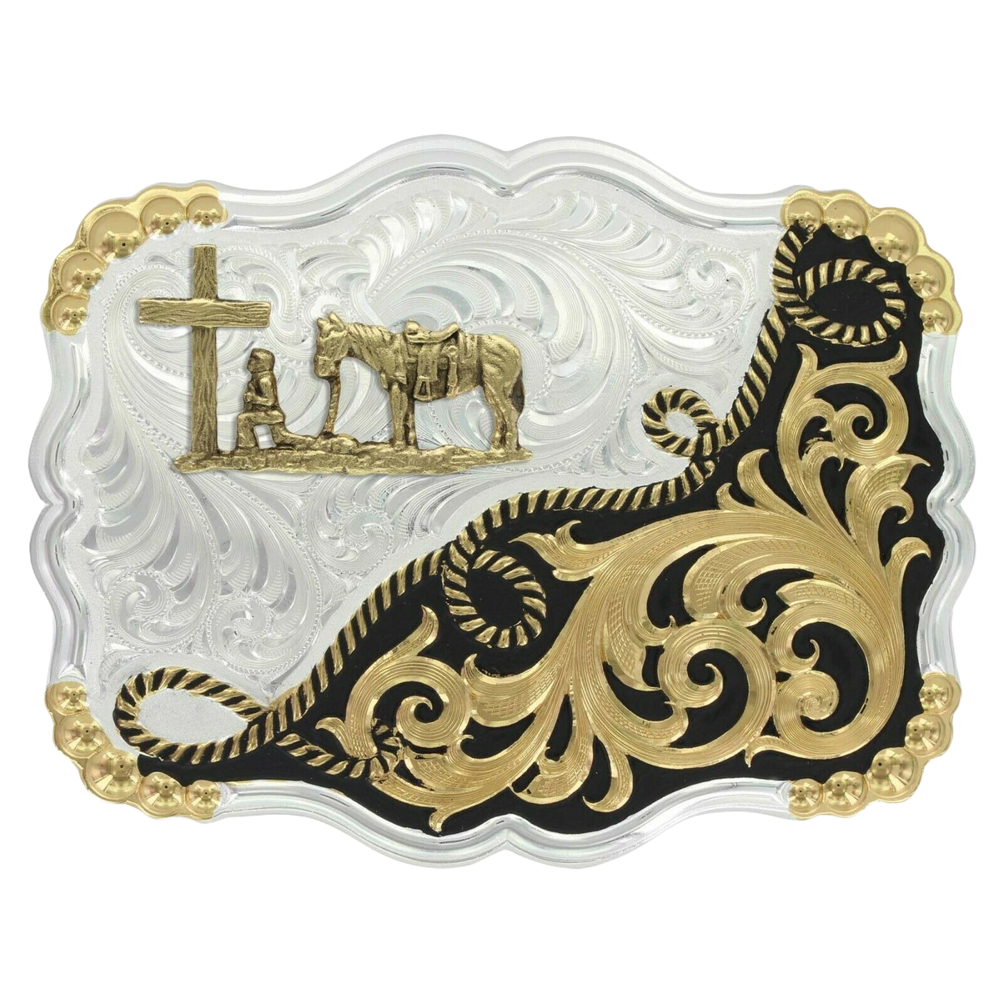 Montana Silversmiths Two Tone Buckle With Christian Cowboy 35410YG-731M