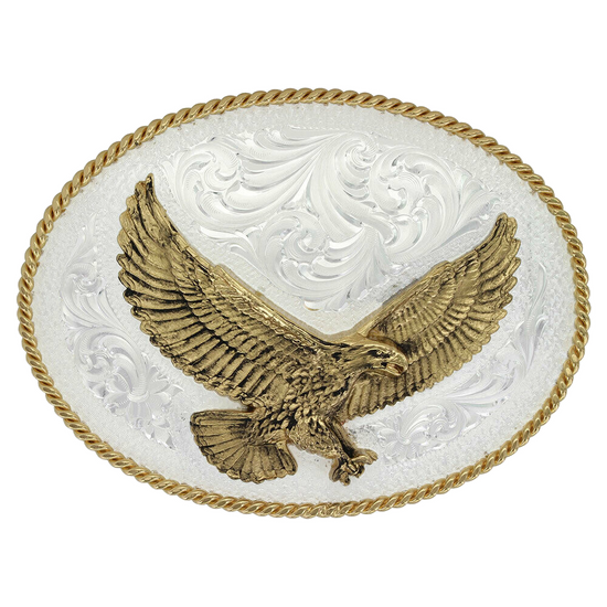 Montana Silversmiths Silver Engraved With Eagle Western Buckle 1460