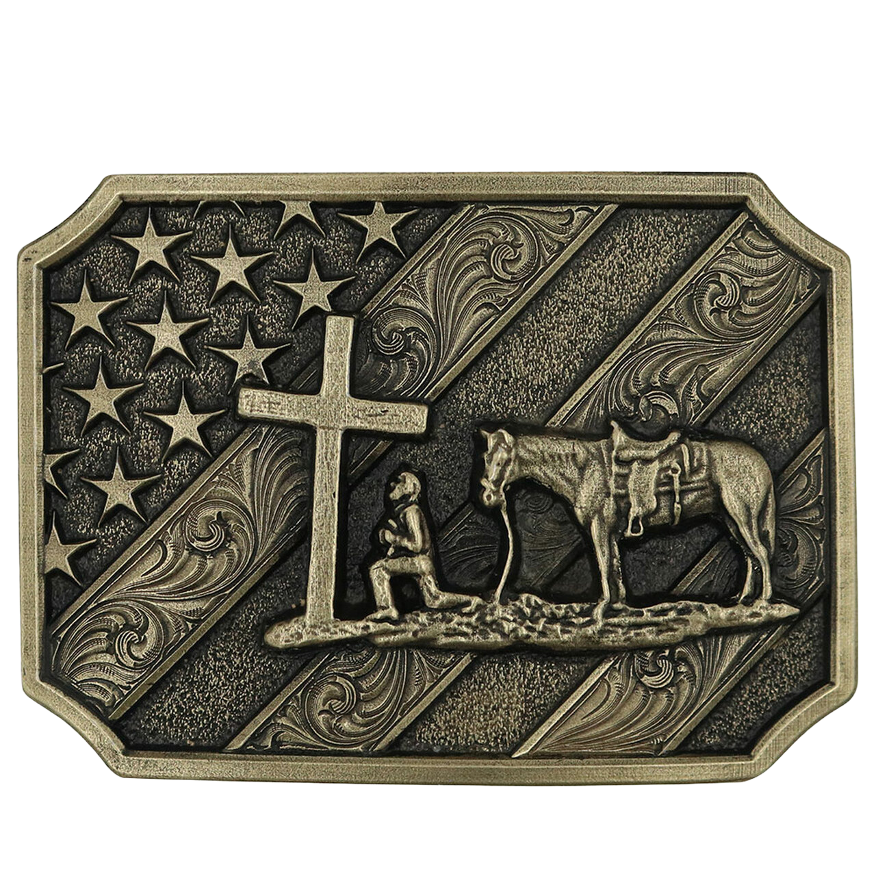 Montana Silversmiths® Patriot Christian Cowboy Belt Buckle A864C