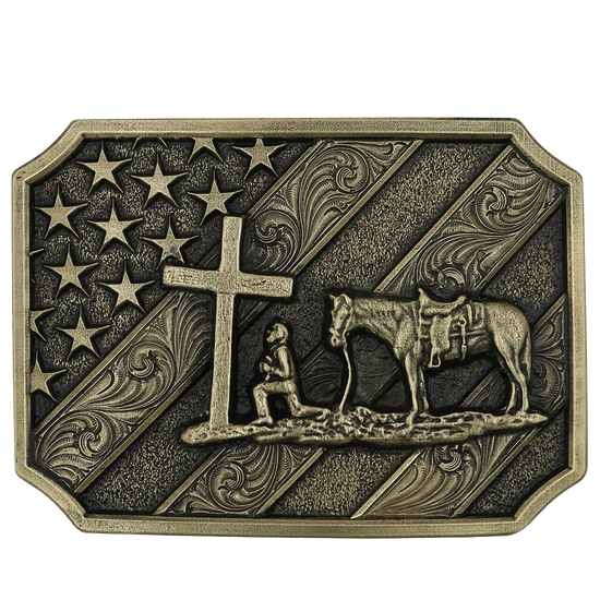 Montana Silversmiths® Patriot Christian Cowboy Belt Buckle A864C