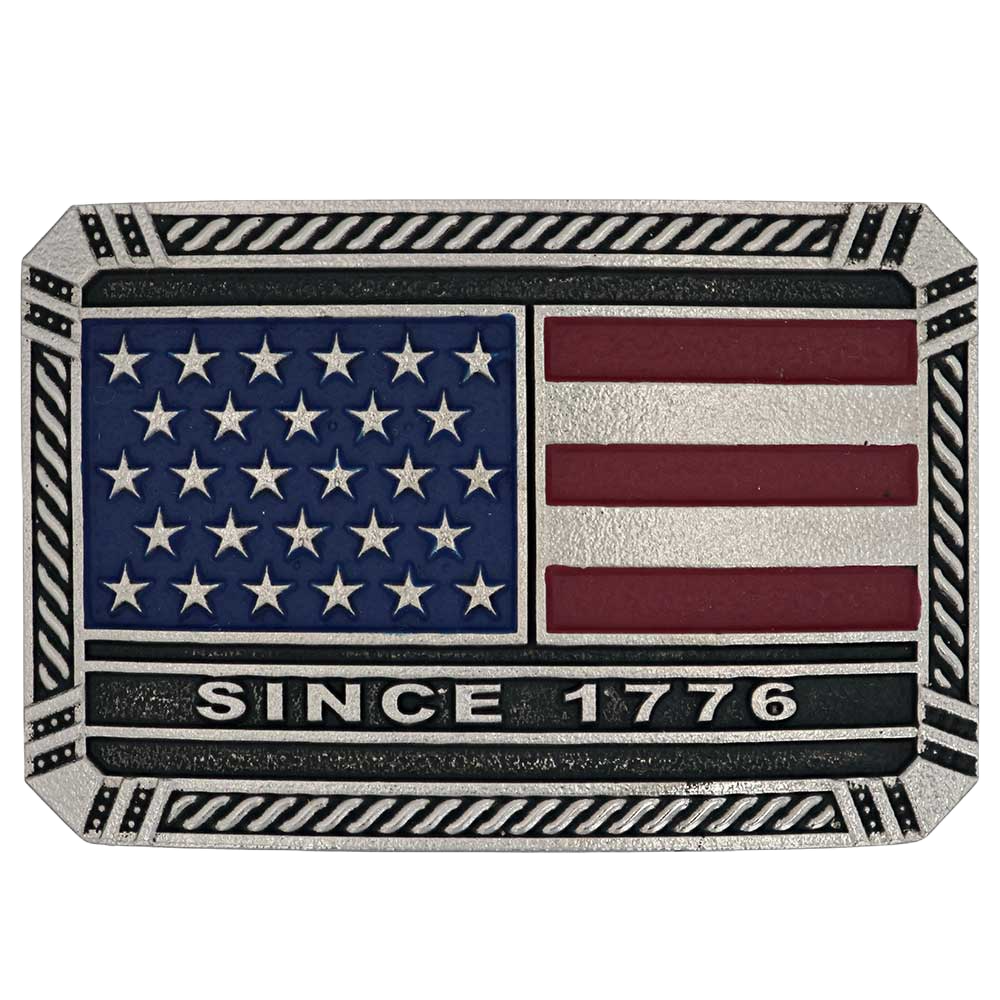 Montana Silversmiths® Trimmed Square American Flag Attitude Belt Buckle A866