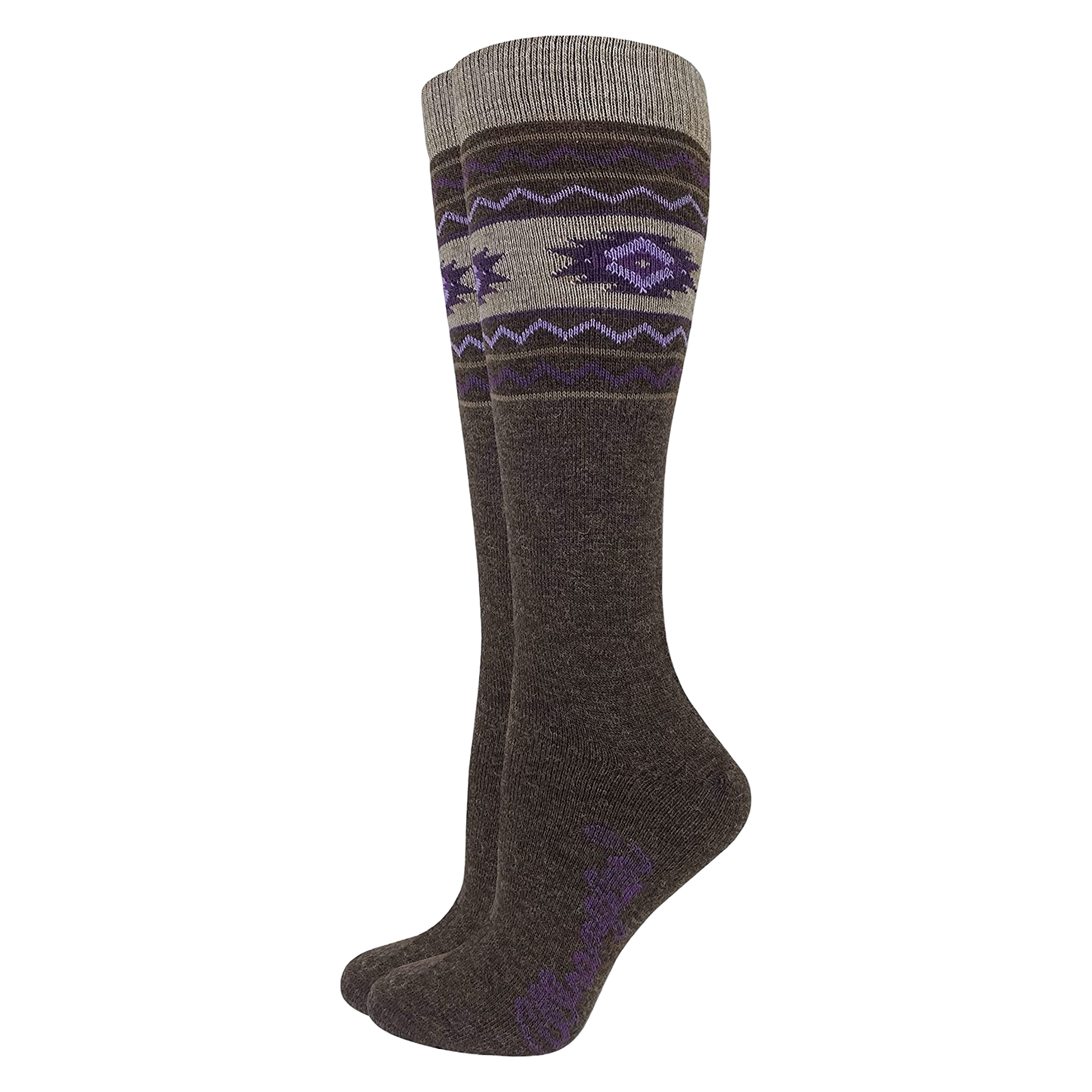Load image into Gallery viewer, Wrangler® Ladies Aztec Pattern Cocoa Seamless Toe Socks 72867-8124-MED
