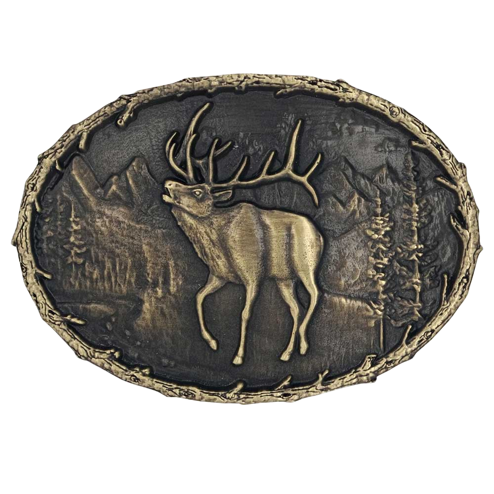 Montana Silversmiths Men's Elk Heritage Attitude Belt Buckle A889
