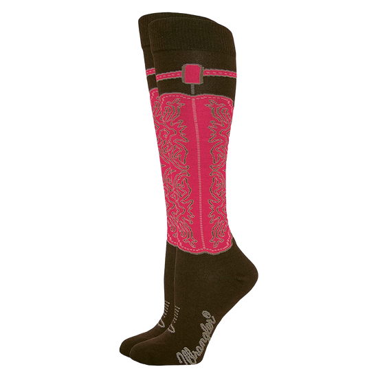 Wrangler® Ladies Wild West Boot Brown Knee High Socks 00261-6000-MED