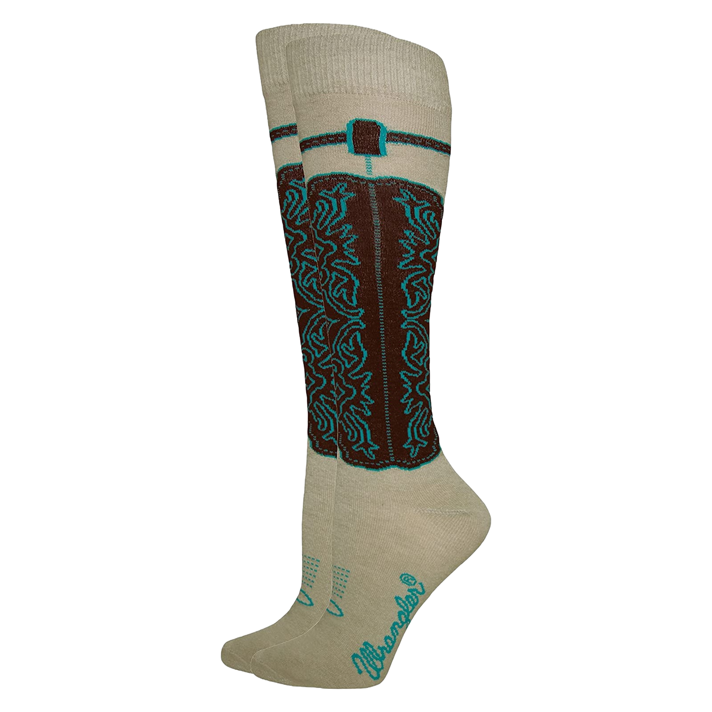Wrangler® Ladies Wild West Boot Khaki Knee High Socks 00261-3550-MED