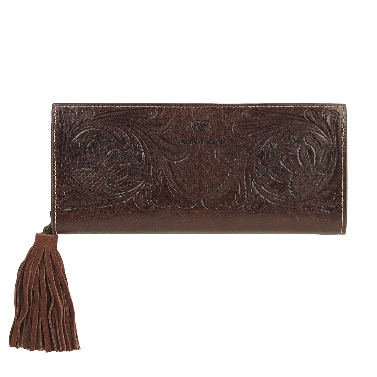 Ariat Ladies Victoria Floral Tooled Leather Brown Clutch Wallet A770009702