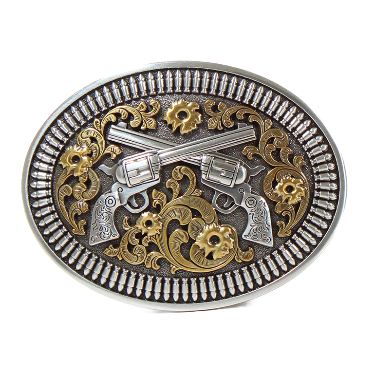Nocona Men's Floral Revolver Gun & Shells Belt Buckle 37009