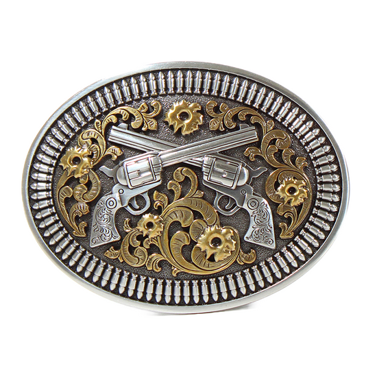 Nocona Men's Floral Revolver Gun & Shells  Belt Buckle 37009