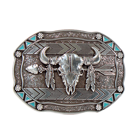 Nocona Rectangular Bull Skull & Arrow Belt Buckle 37007