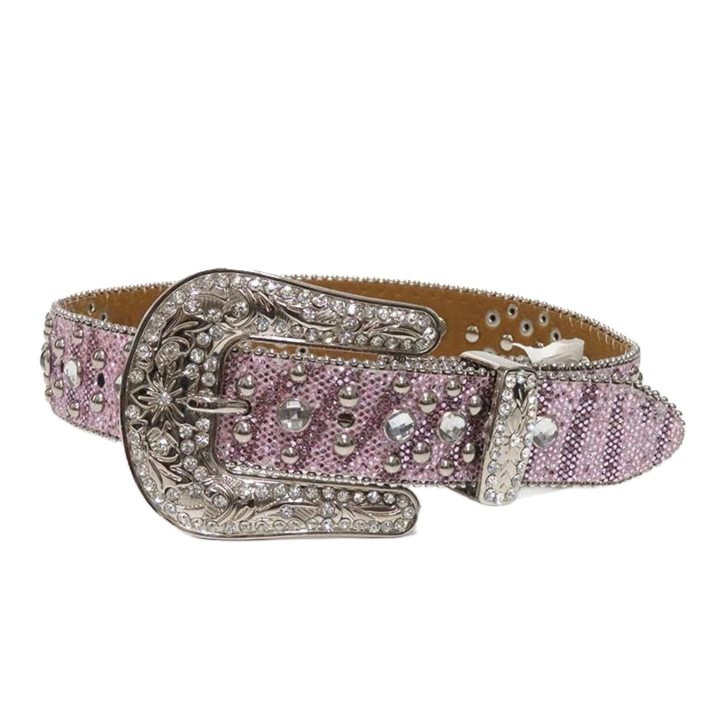 Nocona Girl's Horseshoe Charm and Silver Studs Pink Belt N4411030