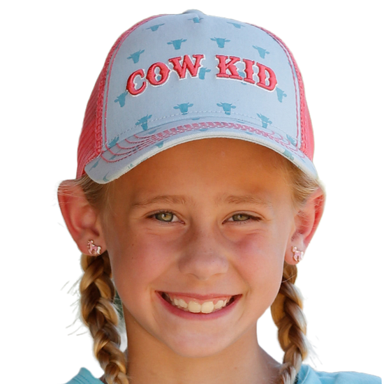 Cruel Denim Girls Cow Print Blue & Pink Trucker Cap CCC0042012