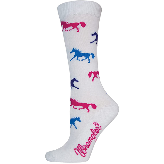 Wrangler® Girl's Horses White Crew Socks 09406-1000-SM