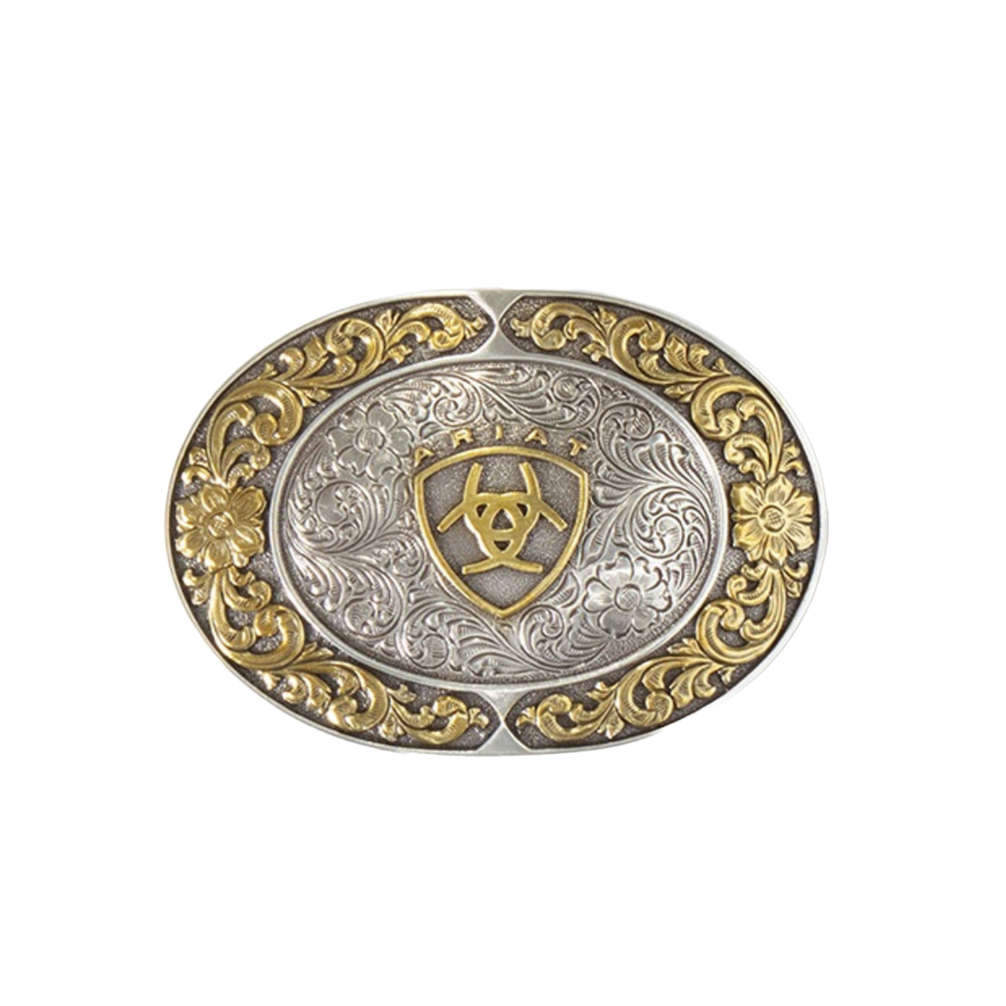Ariat®  Engraved Silver & Gold Belt Buckle A37020