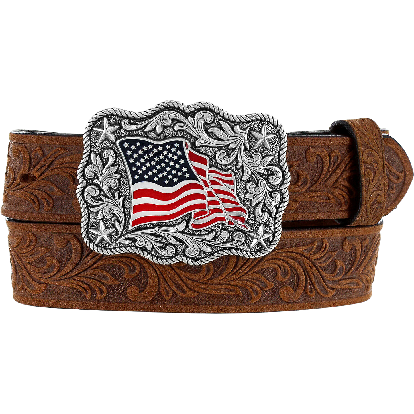 Justin Children's American Pride Embossed Brown Leather Belt C30219