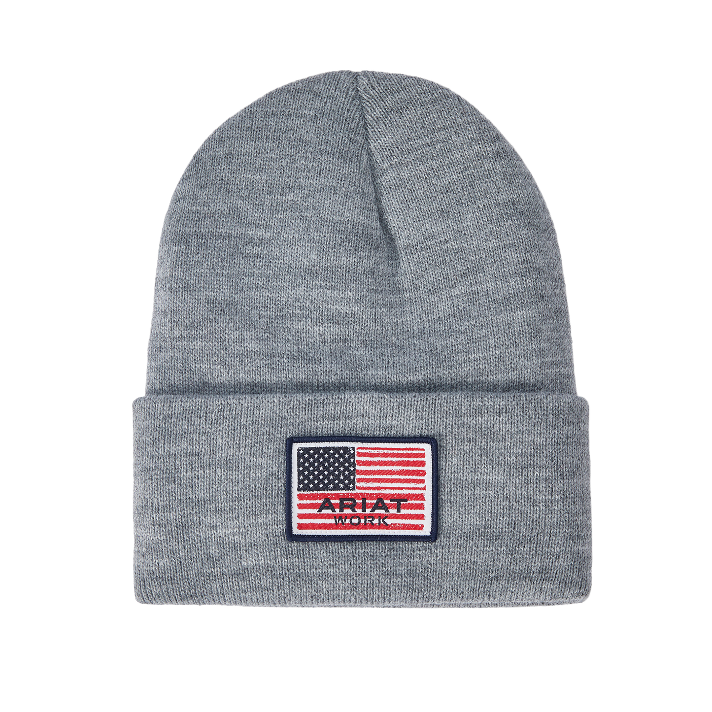 Ariat® Men's Rebar American Flag Patch Heather Grey Beanie 10041510