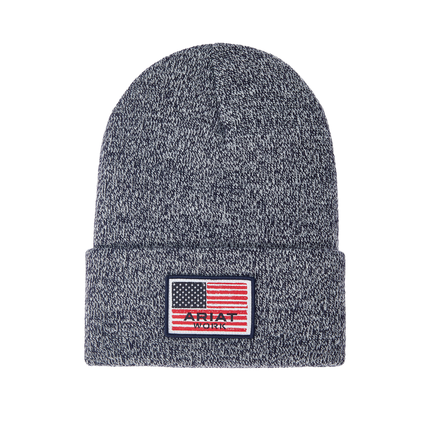 Ariat® Men's Rebar American Flag Patch Navy Marl Beanie 10041509