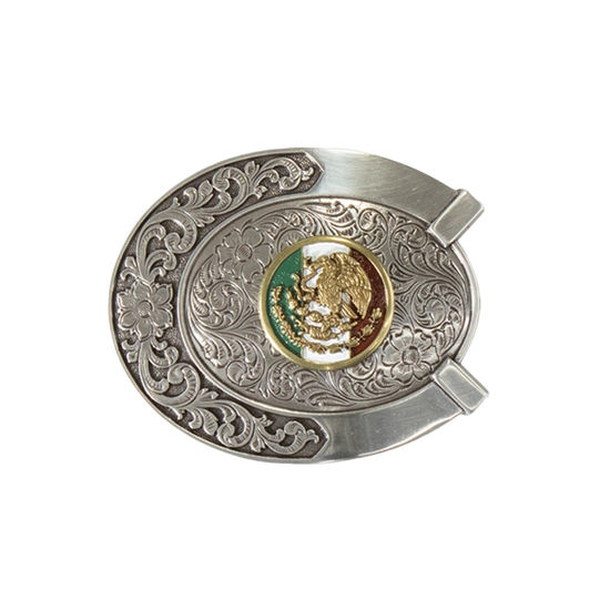 Ariat® Mexico Flag Engraved Silver Belt Buckle A37021
