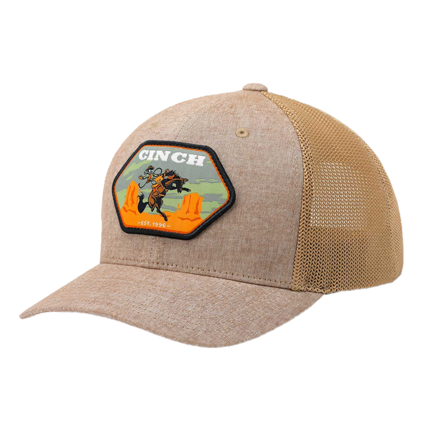 Cinch® Men's 6-Panel Bull Rider Trucker Beige Snapback Hat MCC0660617