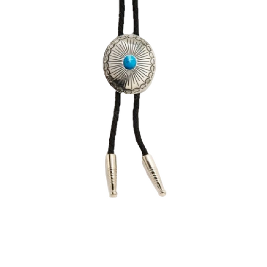 Double S Silver & Turquoise  Bolo Tie 22864